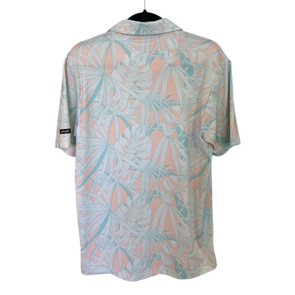 Bad Birdie Men's Day Pass Polo Shirt White Tropical Print Size Small Golf UPF 50 - Picture 4 of 7